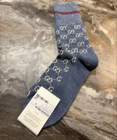 GUCCI ネイビー GGロゴソックス M