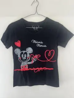 古着　ディズニー　Mickey&Minnie　Tシャツ　黒　M