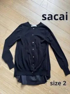sacai ブラック 長袖 レース カーディガン サカイ サイズ2のサムネイル
