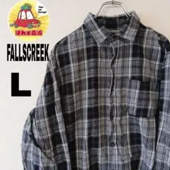 USA古着 FALLSCREEK ネルシャツ　L　ブラック　グレー　チェックのサムネイル