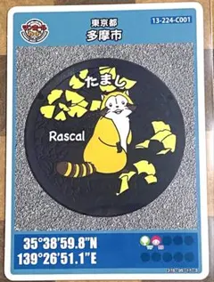 ⭐️マンホールカード 多摩市C ロット017 ラスカルといちょう並木