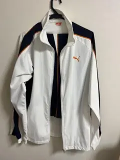 PUMA フルジップジャケット ホワイト/ネイビー - メルカリ