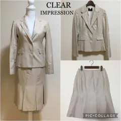【未使用に近い】クリアインプレッション* スカートスーツ 絹混 通勤 行事