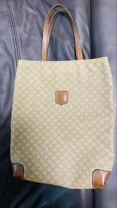 良品 CELINE トートバッグ ホワイトマカダム柄 トリオンフ