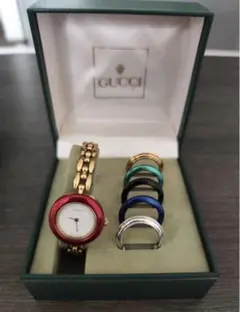 稼働品 GUCCI チェンジングベゼル レディース腕時計 白色文字盤 新品電池