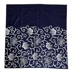 大風呂敷　大判　桐紋　唐草模様　綿100% ネイビー　100cm x 100cm
