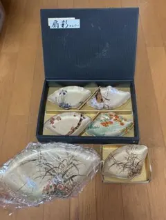 佐々木クリスタル　銘々皿セット　扇彩
