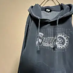 アメリカ古着　ヴィンテージ　プリント　スウェットパーカー　裏起毛　ゆるだぼ