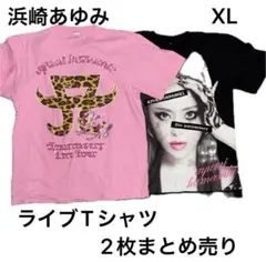 浜崎あゆみ 25周年 ライブTシャツ 2枚セット XLサイズ ピンク ブラックのサムネイル