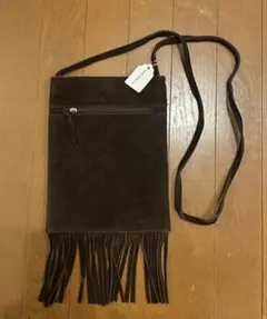 IORI 本革　フリンジ付きブラウン スエード ショルダーバッグ