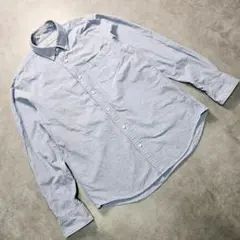 1094H ナノユニバース メンズ　長袖コットンシャツ ボタンダウン L ブルー