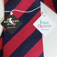 HILTON 限定モデル 新品ネクタイ イタリア製 切替ストライプ シルク