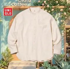 ユニクロ　デニムオーバーサイズスタンドカラーシャツ　男女兼用M　オフホワイト