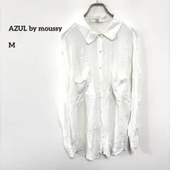 AZUL by moussyオーバーサイズホワイトシアーとろみシャツM f034のサムネイル