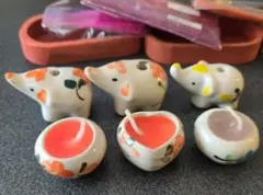 象のお香立てとミニキャンドル