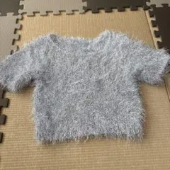 グレー ファー風 半袖ニット