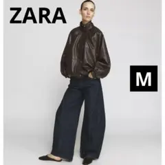 【新品タグ付】ZARA フェイクレザーブルゾン M 茶 ブラウン ジャケットのサムネイル