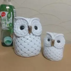 か*ら様 フクロウの陶器置物セット（大・小）