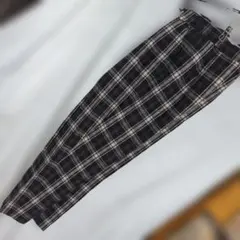 チェック柄テーパードスラックス ウール センタープレス
