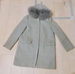 しまむら グレー フード付きロングコート 11号 Lサイズ 取り外し可能