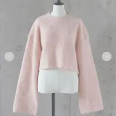 新品タグ付きroughlow ブークレショートニットピンク