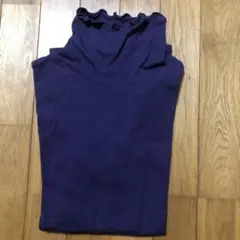 パープルフリルタートルネック長袖トップス