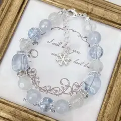 【B-246】ハンドメイド ブルー系ビーズブレスレット