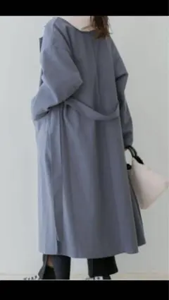 ロングコート　くすみブルー