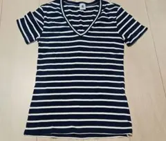 PETIT BATEAU ボーダー Vネック 半袖 Tシャツ XXSのサムネイル