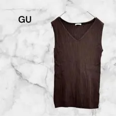 【ジーユー】ノースリーブトップス リブ ブラウン Sサイズ レディース ニット