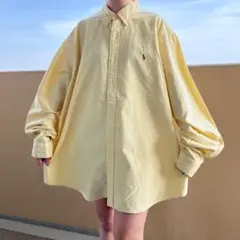 ラルフローレン チェックシャツ シャツワンピ 刺繍 黄色 2XL 13825