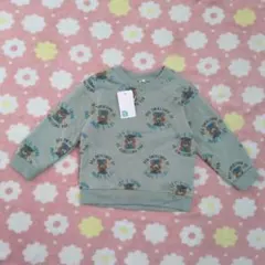 【新品・タグ付き】クマ 長袖トレーナー 裏起毛 90 緑 秋冬