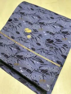 正絹 袋帯 貝文様 青紫系 六通柄 幅31cm 長さ395cmのサムネイル