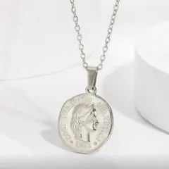 高品質　クロスデザイン　メンズ　ネックレス　アメカジ　コイン　シルバー