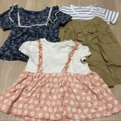 女の子服セット（花柄・ストライプ）