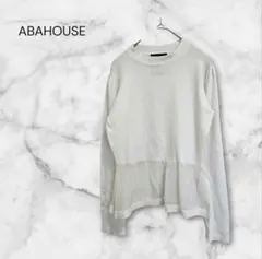 アバハウス 異素材ドッキングニット 裾切替え ハイネック アイボリー