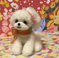 L*a様 羊毛フェルト 犬のぬいぐるみ オレンジスカーフ