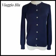 Viaggio Blu ネイビー ボタン付き　カーディガン　長袖　ウール　仕事