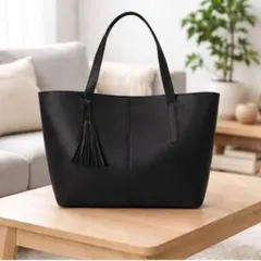 【訳あり】 トートバッグ ブラック 上品 大容量 ビジネス 男女兼用