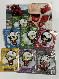 進撃の巨人 ほっかほっか亭 第1弾 ラバーキーホルダー 6種 ＋ 応募用紙付き