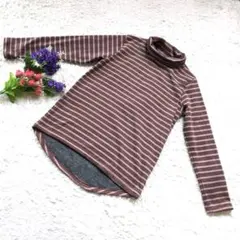 【裏起毛】【ボーダー】タートルネック長袖　M