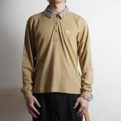 Burberrys ノバチェック柄長袖ポロシャツ ロゴ刺繍 ベージュ/RW265