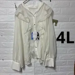 ⭐️新品⭐️ しまむら Hina Style ラメシアーフリルブラウス4L