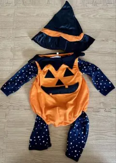 かぼちゃコスチューム（帽子付き）　ハロウィン　ロンパース　コスプレ衣装
