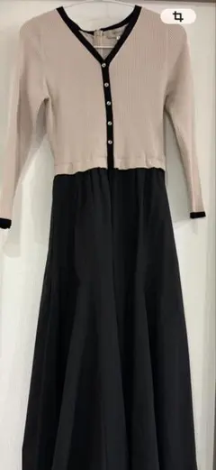 JUSGLITTY ドッキングワンピース 配色ニット×フレア　サイズ1