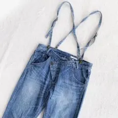 ニコアンド サスペンダーデニム インディゴデニム ボトムス 綿100% M