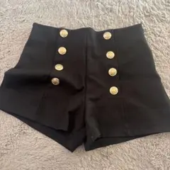 ハイウエスト ショートパンツ 美脚 Mサイズ ブラック 韓国風 レディース
