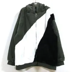 新品 フェイクファー ビッグシルエット ジャケット メンズ ダークカーキ M