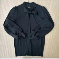 PaleJute ボリュームスリーブクルーネックセーター（タイは取り外し可）