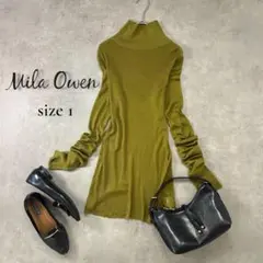 ミラオーウェン シアーリブハイネックニット オリーブ 1 S〜M相当
